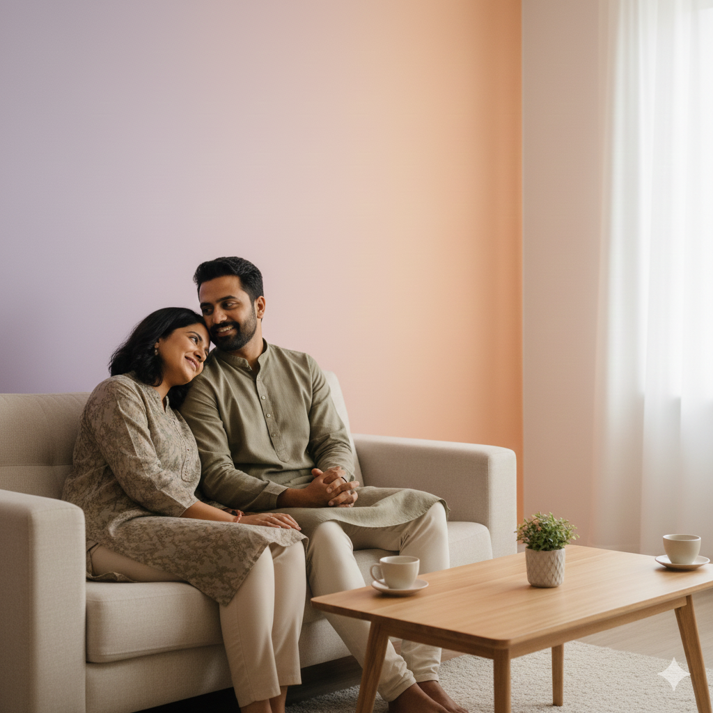 Indian couple in a calm counselling session